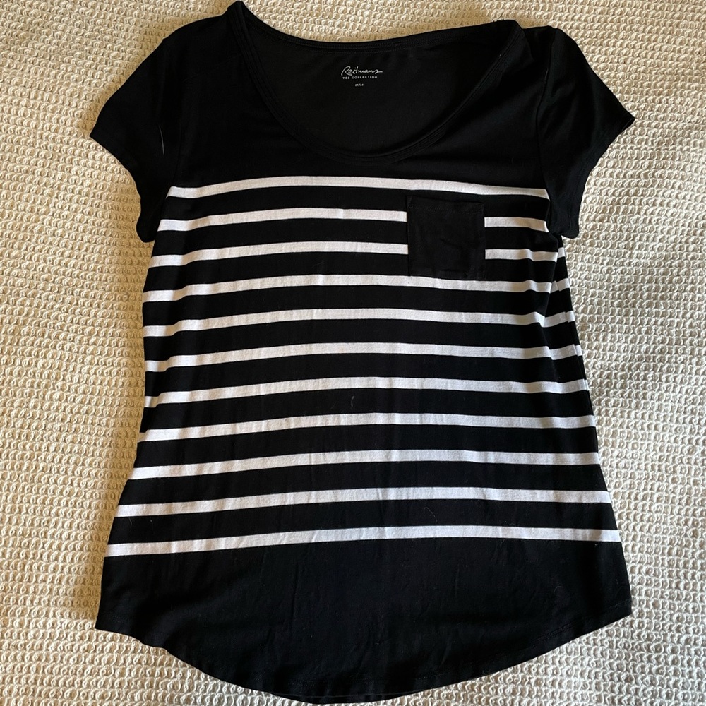 Reitmans Black and White Stripe T Shirt Size Medium